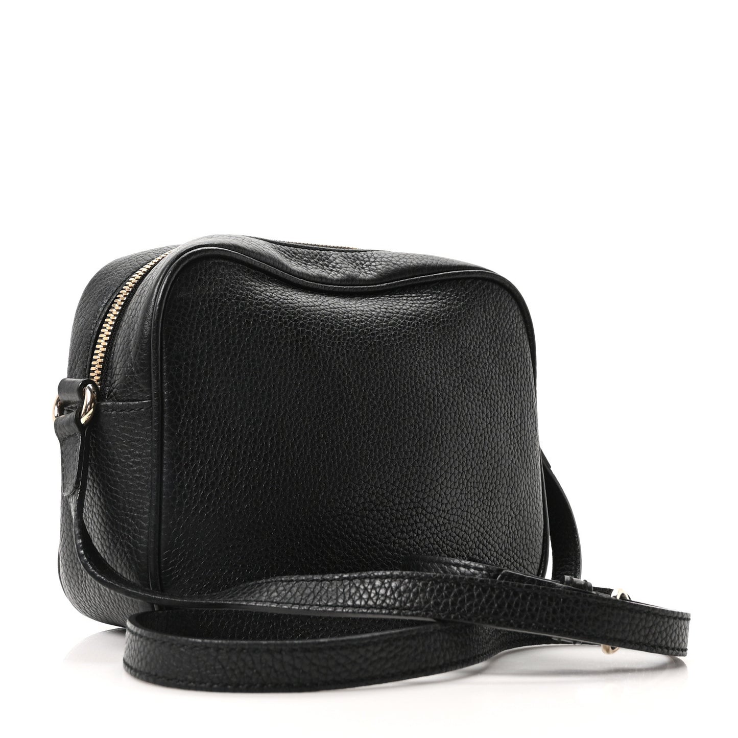 Pebbled Calfskin Small Soho Disco Bag Black