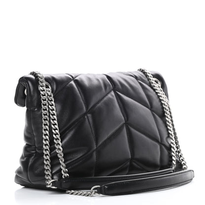 Saint Laurent Lambskin Quilted Small Loulou Puffer Monogram Chain Satchel Black 3 of 11