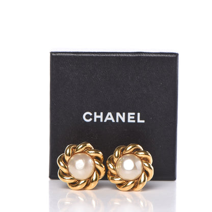 Chanel Pearl CC Clip On Earrings Gold 8 of 8
