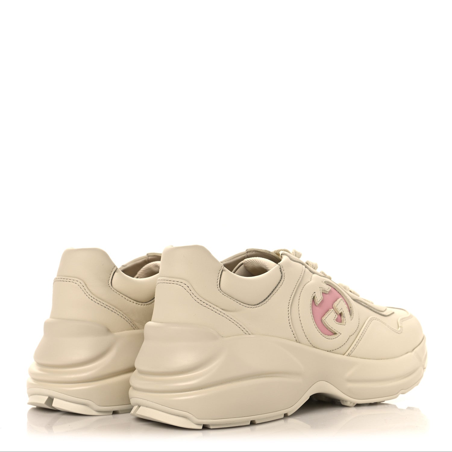 Gucci Dali Soft Calfskin Cut Out Interlocking G Womens Rhyton Sneakers 38.5 Ivoire Wild Rose 5 of 10