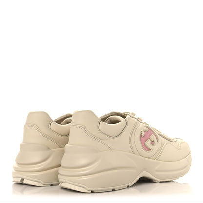 Gucci Dali Soft Calfskin Cut Out Interlocking G Womens Rhyton Sneakers 38.5 Ivoire Wild Rose 5 of 10