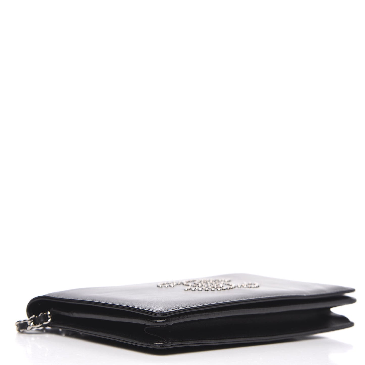 Lambskin Studded CC Wallet On Chain WOC Black