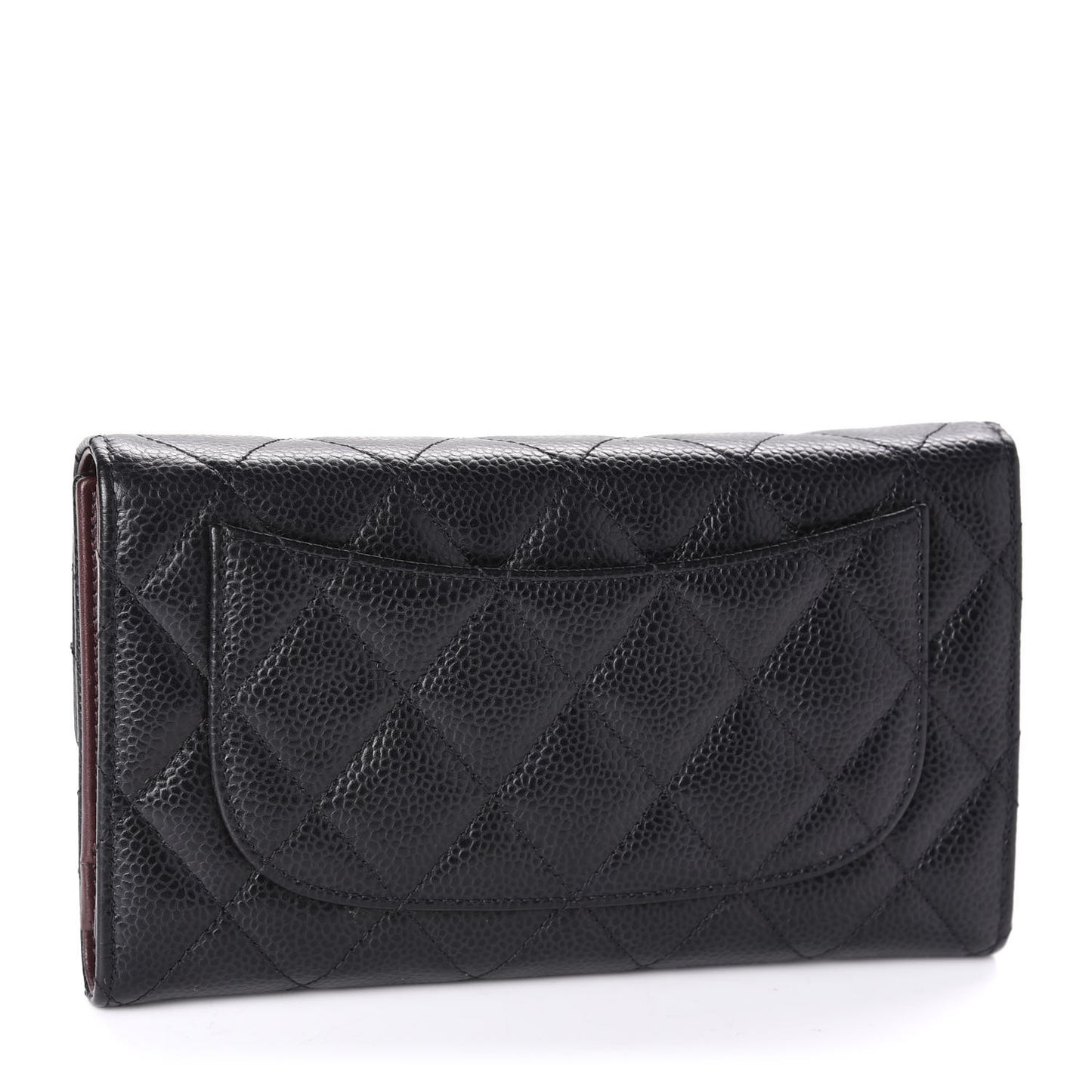 Caviar Quilted Large Flap Wallet Black