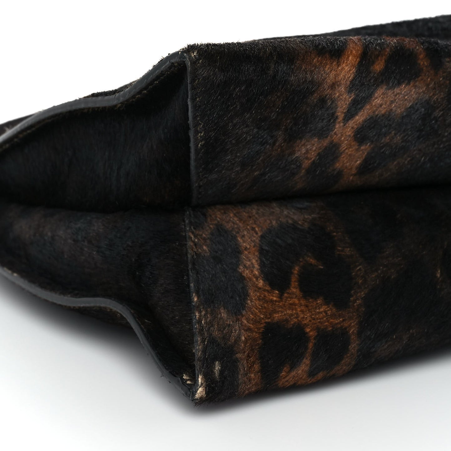 Pony Hair Leopard Print Small Alix Padlock Zip Hobo Bag Black Beige