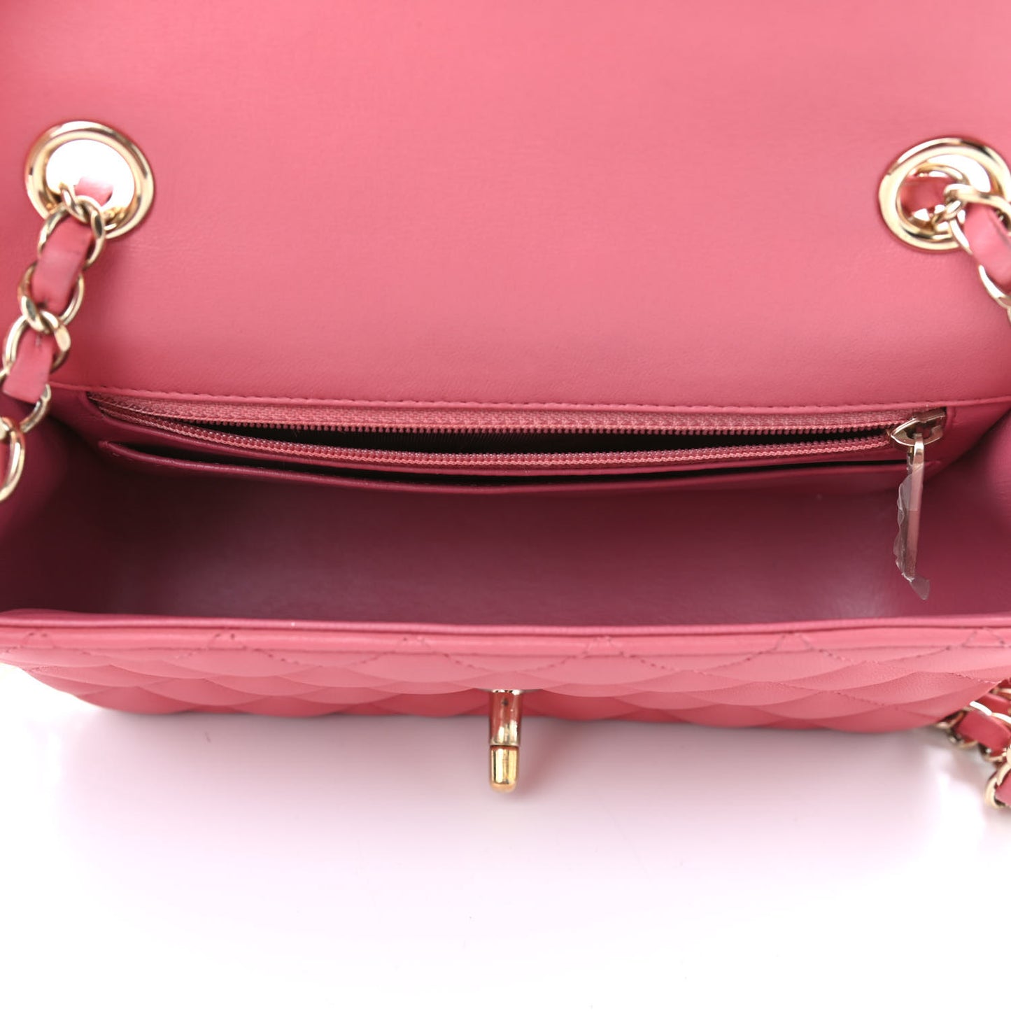 Lambskin Quilted Valentine Charms Mini Rectangular Flap Pink
