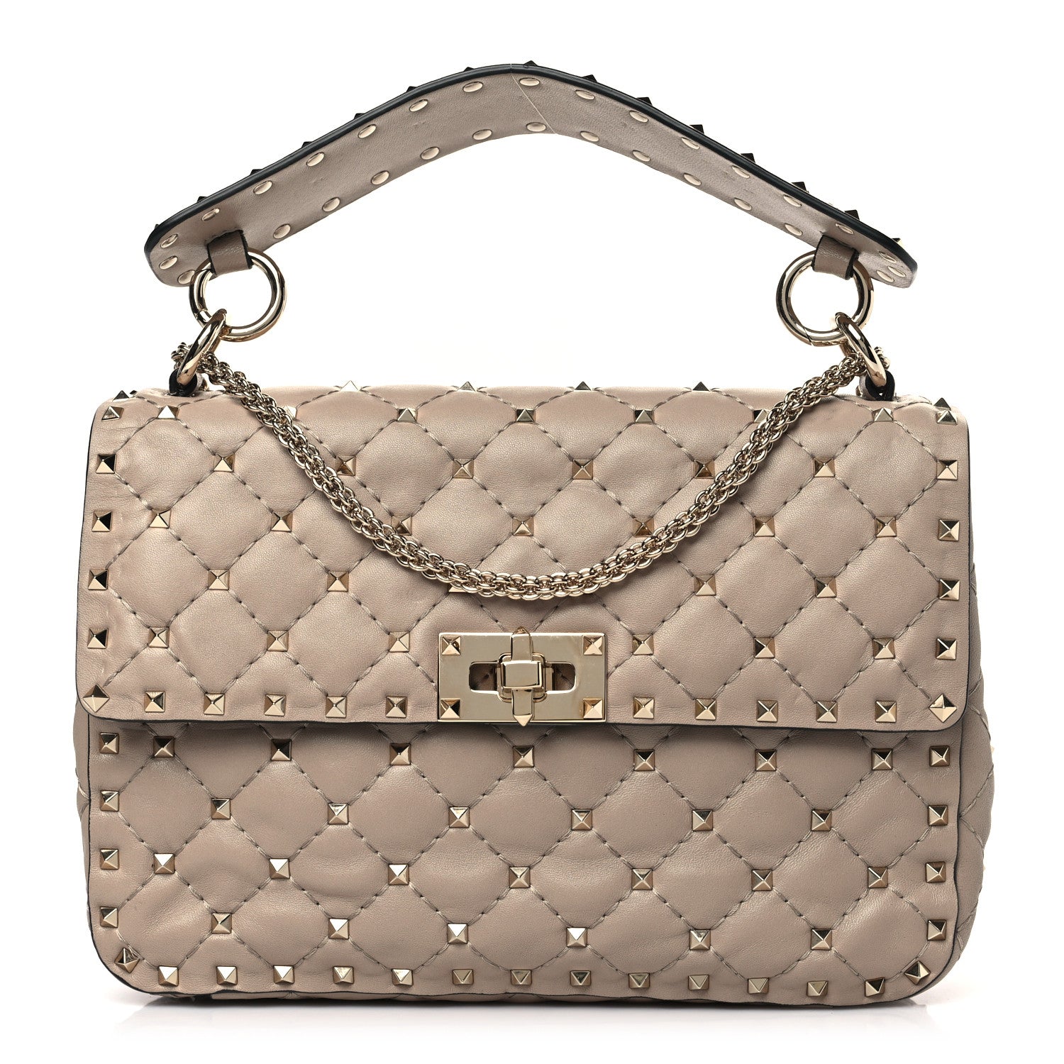 Valentino Garavani Lambskin Medium Rockstud Spike Shoulder Bag Poudre 1 of 8