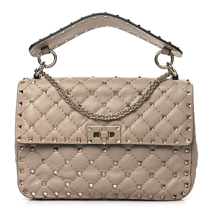 Valentino Garavani Lambskin Medium Rockstud Spike Shoulder Bag Poudre 1 of 8