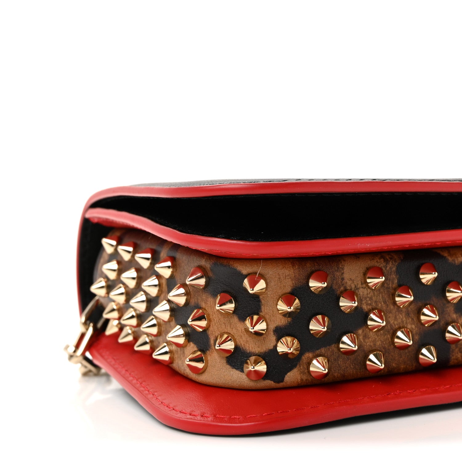 Christian Louboutin Calfskin Nappa Leopard Print Spikes Small Paloma Bag Black 8 of 10