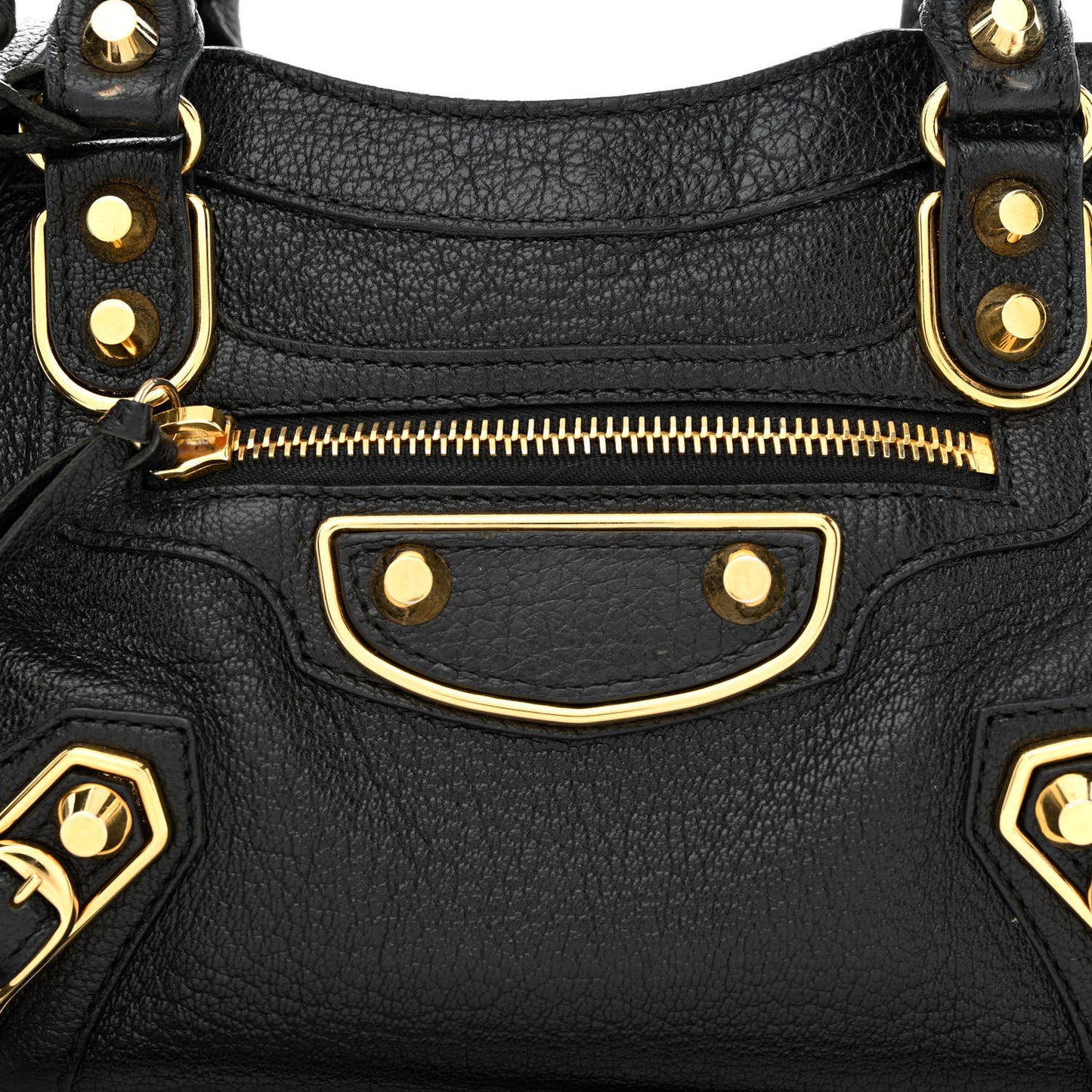Chevre Gold Metallic Edge Hardware Mini City Black