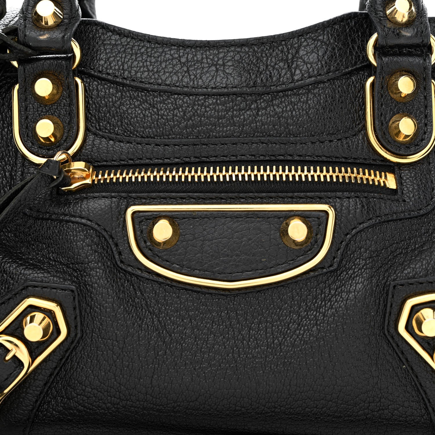 Balenciaga Chevre Gold Metallic Edge Hardware Mini City Black 8 of 19