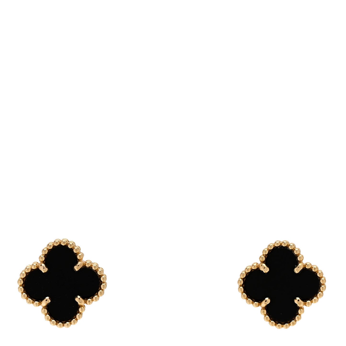 VAN CLEEF & ARPELS 18K Yellow Gold Black Onyx Sweet Alhambra Earrings
