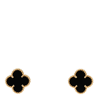 Van Cleef & Arpels VAN CLEEF & ARPELS 18K Yellow Gold Black Onyx Sweet Alhambra Earrings 1 of 5