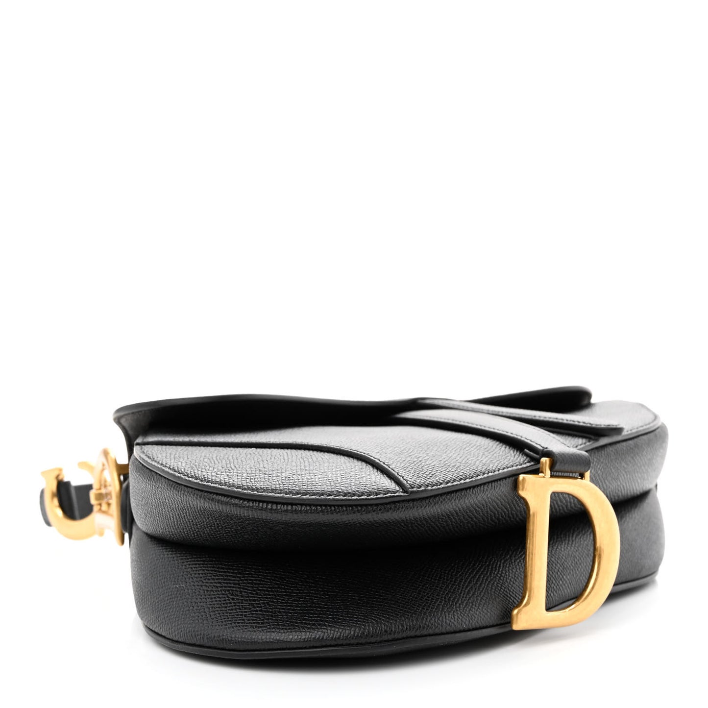 Grained Calfskin Saddle Bag Black
