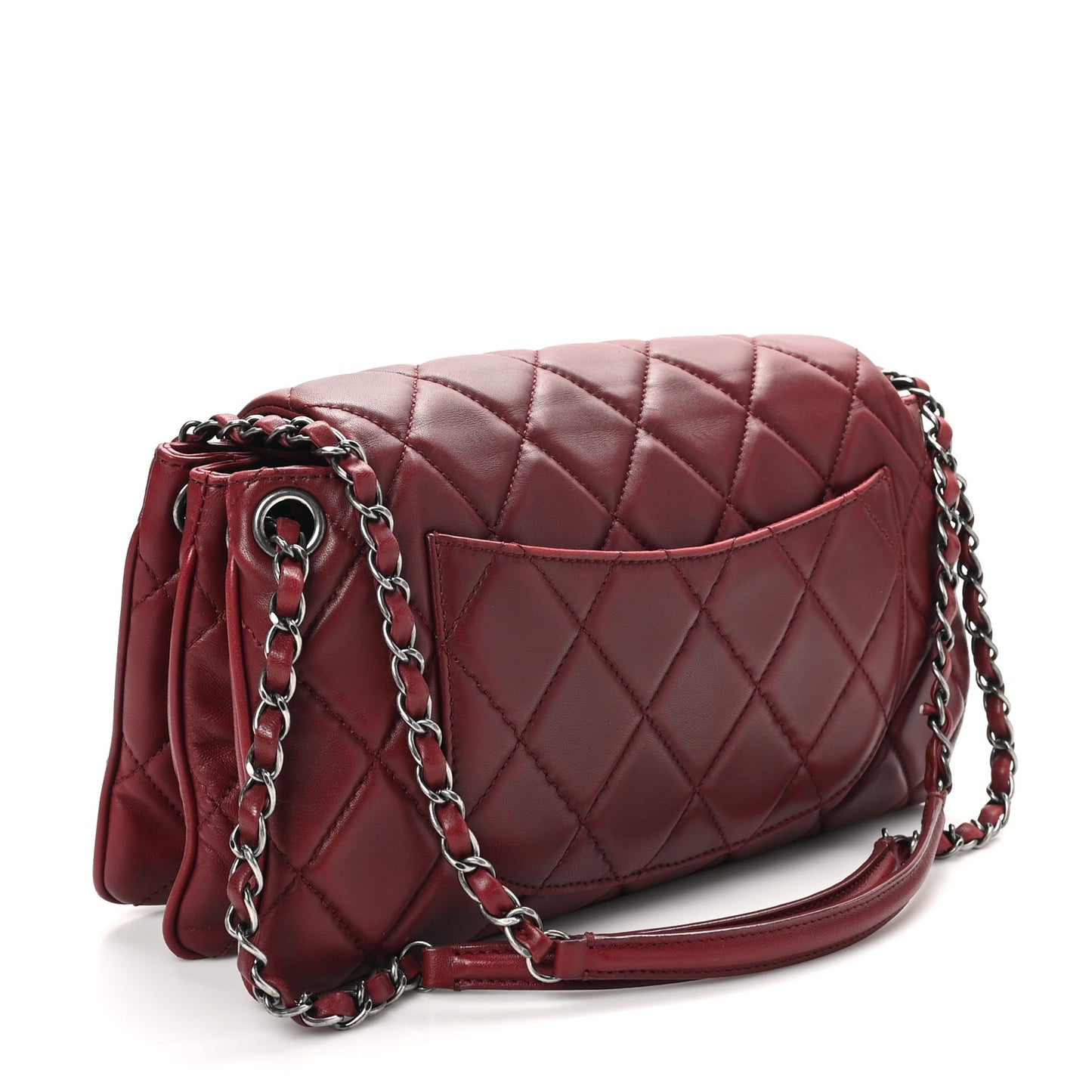 Lambskin Quilted Chanel 3 Accordion Flap Bag Red