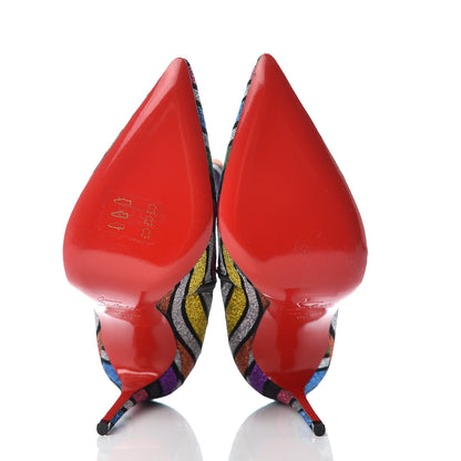 Christian Louboutin Suede Stripyglitter So Kate Booty 100 Ankle Boots 35 Multi 5 of 7