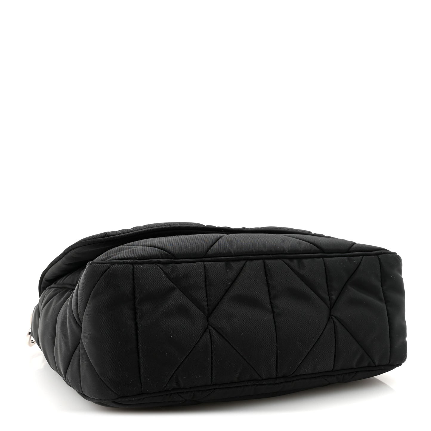 Re-Nylon Quilted Padded Flap Shoulder Bag Black
