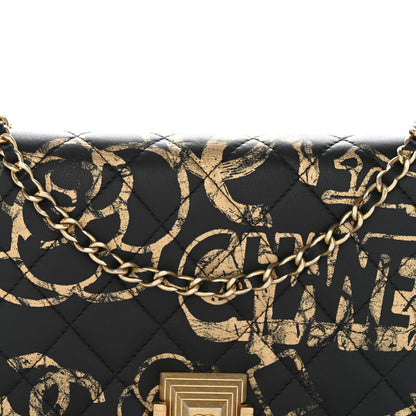 Chanel Calfskin Quilted Graffiti Pyramid Wallet On Chain WOC Black 9 of 12