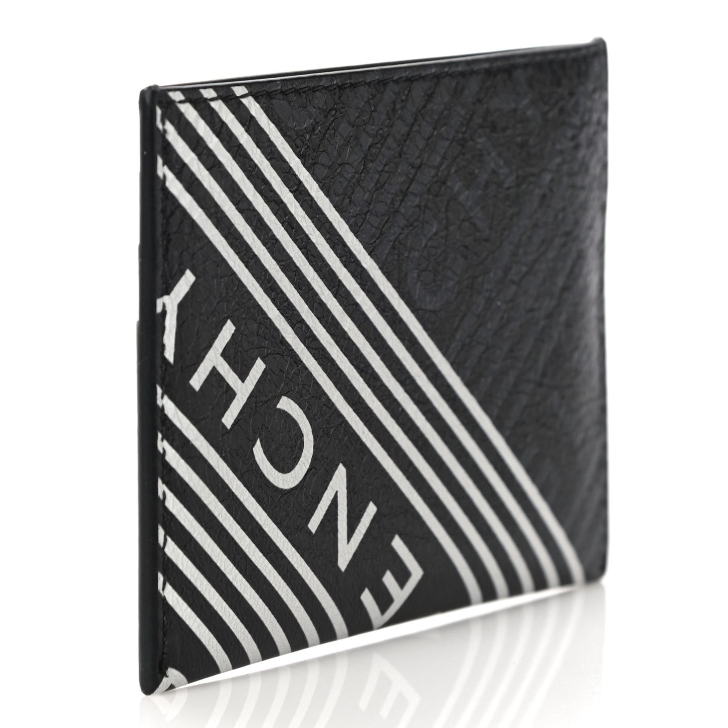 Lambskin Logo Printed Card Holder Black