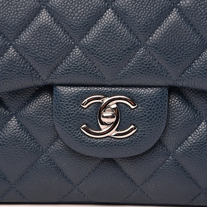 Chanel Caviar Quilted Jumbo Double Flap Dark Blue 10 of 16