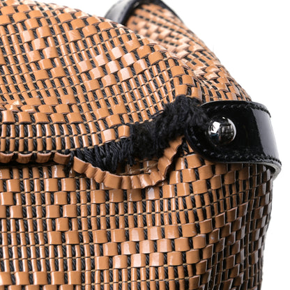 Fendi Canvas Patent Calfskin Woven Forever Hobo Mou Black 12 of 13