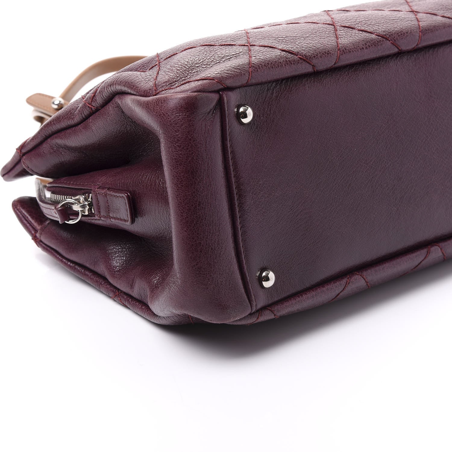 Chanel Glazed Calfskin Stitched On the Road Zip Tote Plum 5 of 9