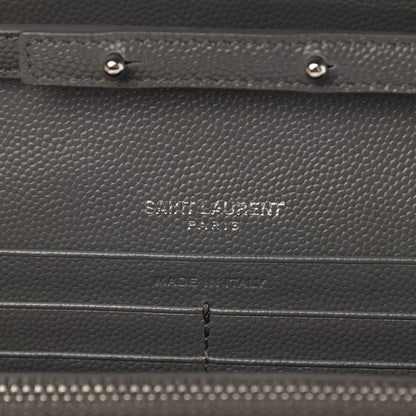 Saint Laurent Grain De Poudre Matelasse Chevron Monogram Chain Wallet Earth 6 of 9
