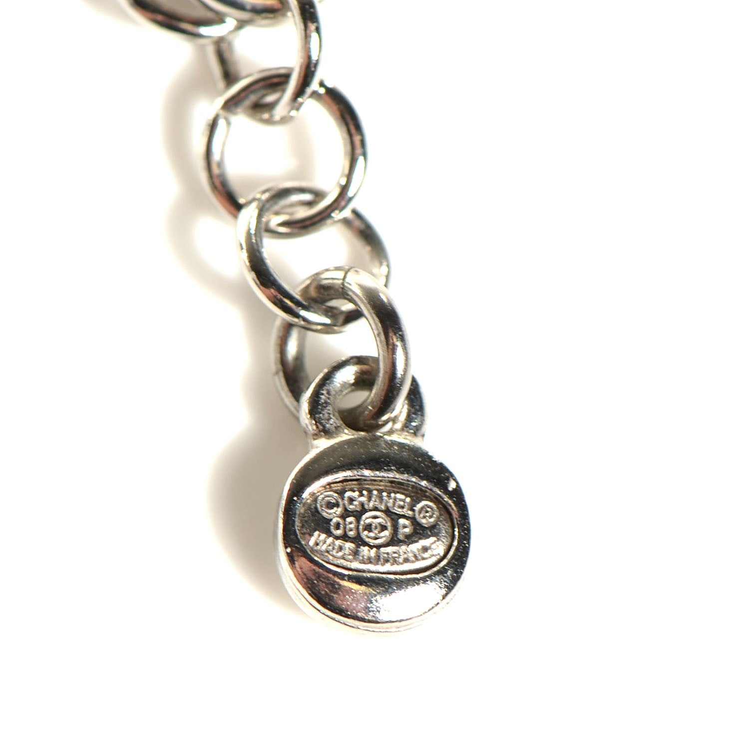 Chanel Pearl Beaded CC Necklace Black Silver 5 of 5