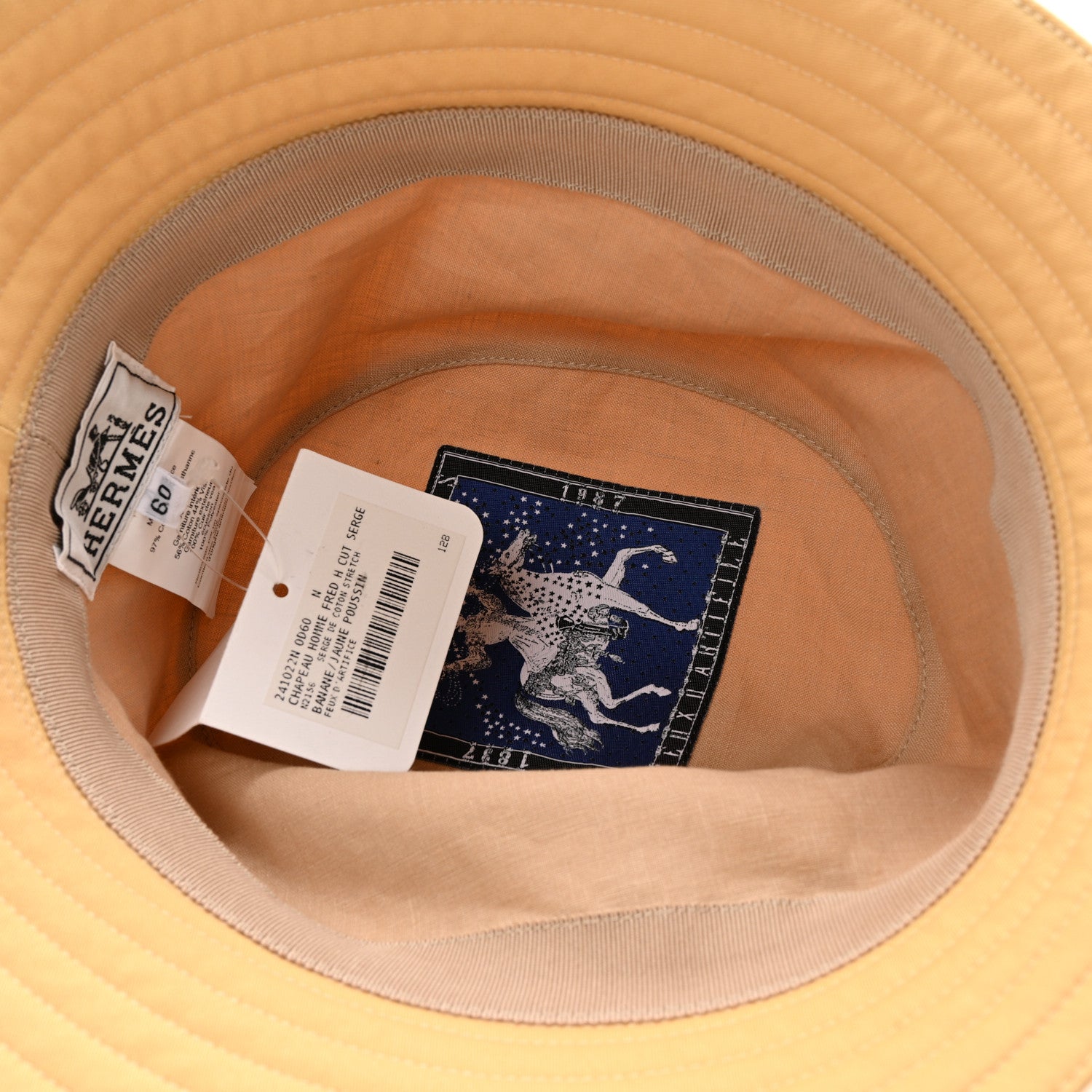 Hermes Cotton Fred H Cut Bucket Hat 60 Banane Jaune Poussin 7 of 8