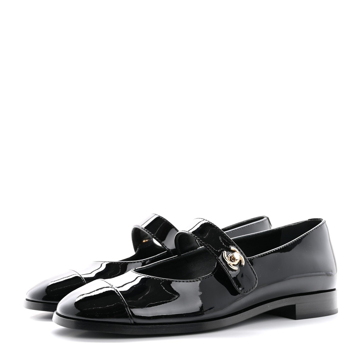 Chanel Patent Calfskin Mary Janes Flats 37 Black 4 of 10