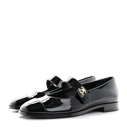 Chanel Patent Calfskin Mary Janes Flats 37 Black 4 of 10