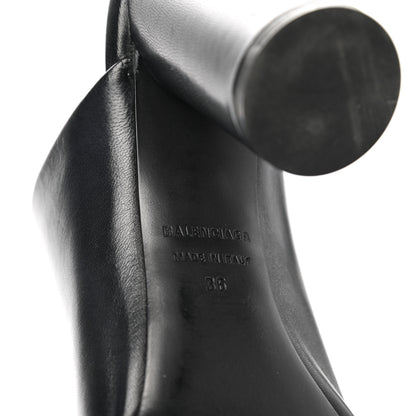 Balenciaga Shiny Sheepskin Oval 90mm Mule Pump 36 Black White 6 of 10