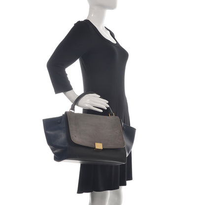 Celine Calfskin Suede Medium Tri-Color Trapeze Grey 2 of 27
