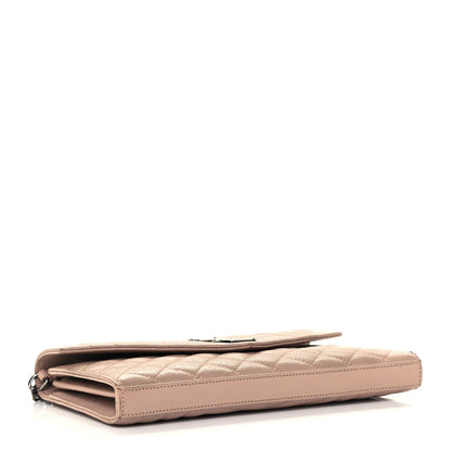 Saint Laurent Sheepskin Tri-Quilt Monogram Envelope Chain Wallet Dark Beige 4 of 10