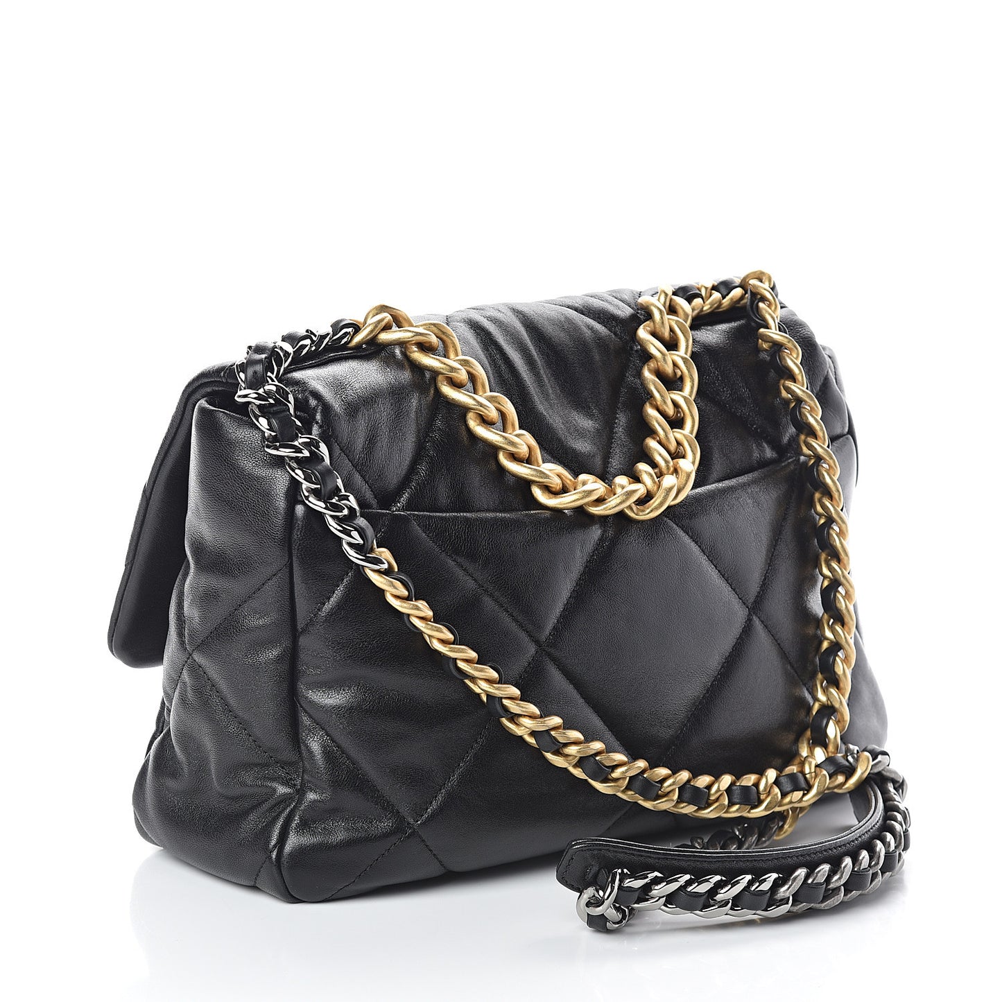 Lambskin Quilted Large 19 Flap Black