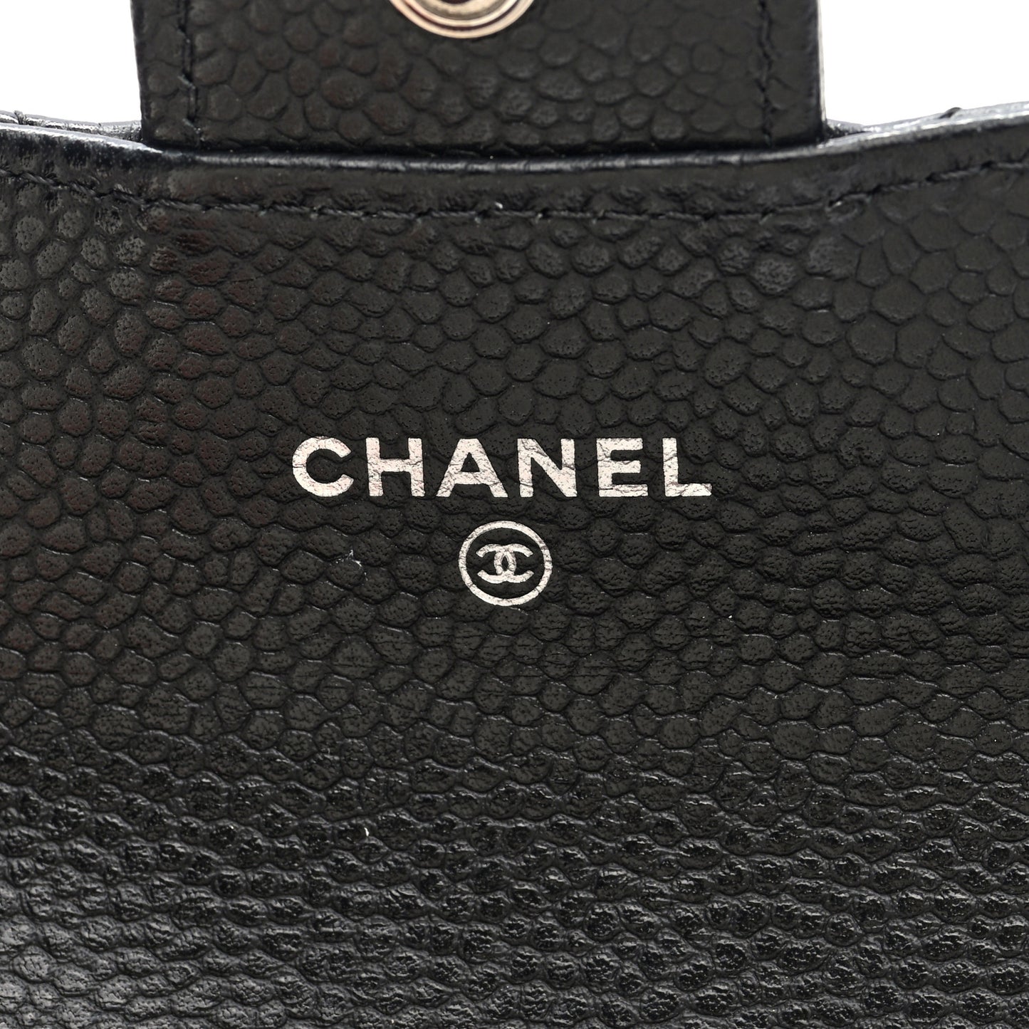 Caviar Quilted Flap Card Holder Wallet Black