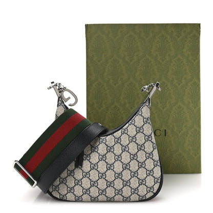 Gucci GG Supreme Monogram Textured Calfskin Web Small Attache Shoulder Bag Beige Blue 20 of 21