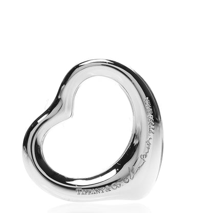 Tiffany Platinum Diamond 16mm Elsa Peretti Open Heart Pendant 3 of 3