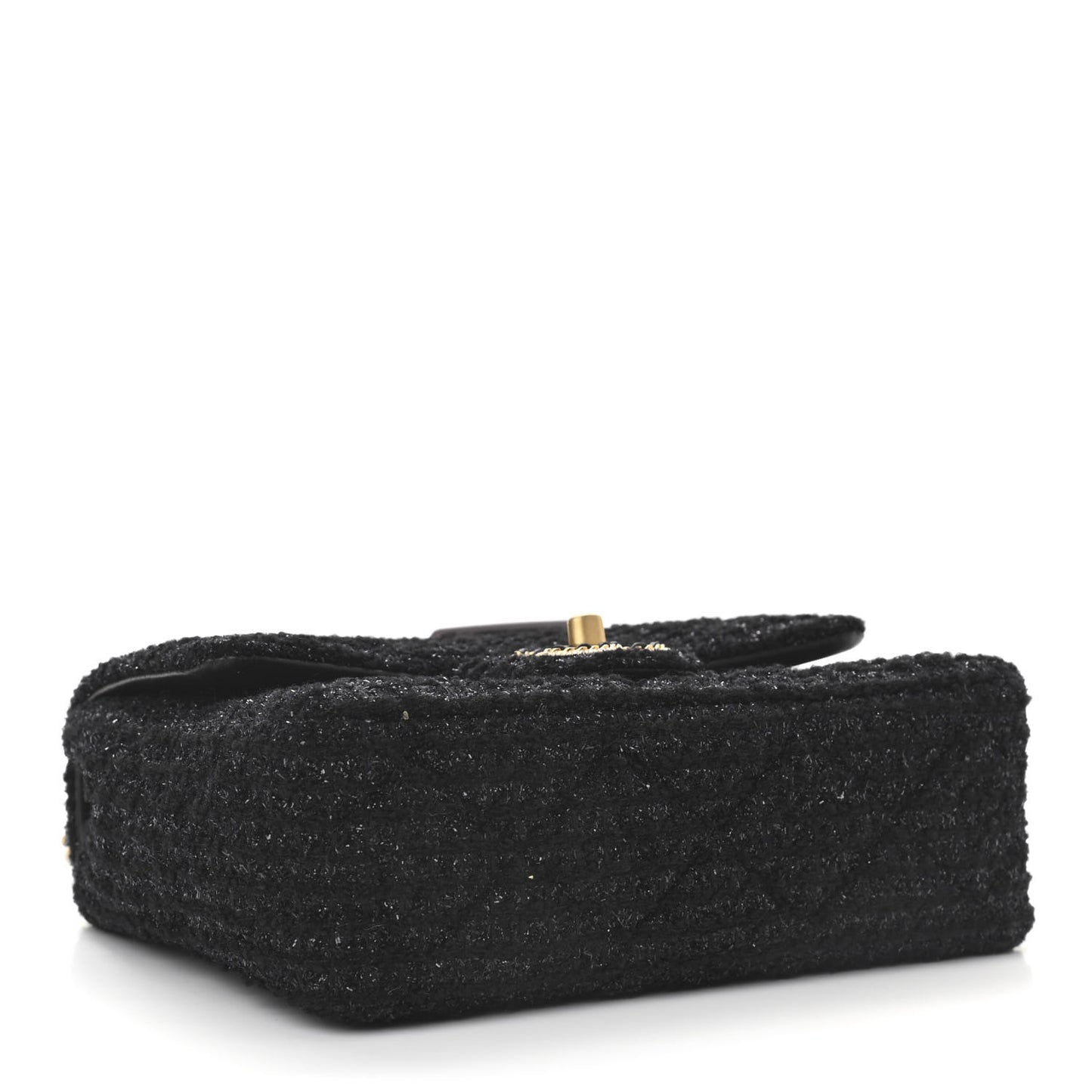 Tweed Quilted Mini Crystal CC Square Flap Black