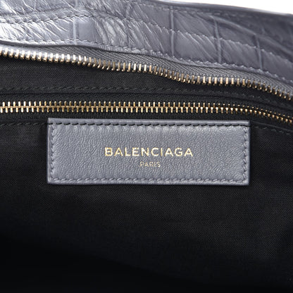 Balenciaga Calfskin Crocodile Embossed Giant 12 Gold Hardware City Gris Beton 7 of 8