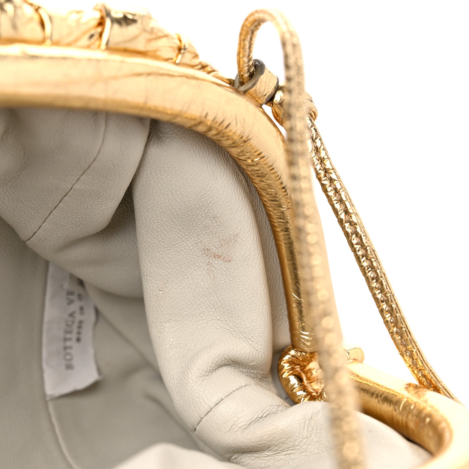 Bottega Veneta Metallic Crinkled Lambskin The Mini Pouch Oro 10 of 10