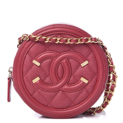 Chanel Caviar Quilted Round Filigree Crossbody Red 1 of 8