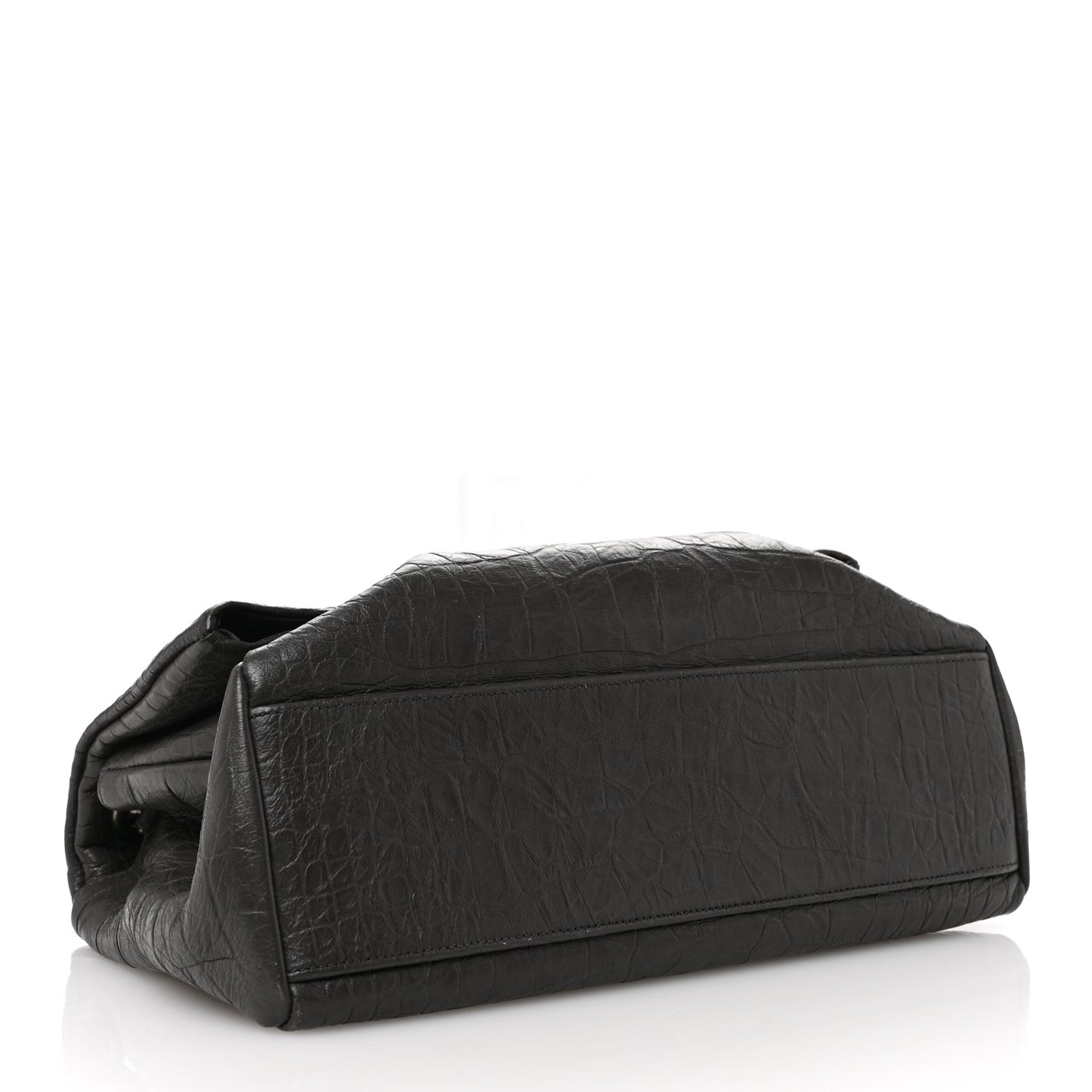 Calfskin Crocodile Embossed Medium West Hollywood Monogram Fold-Over Grey