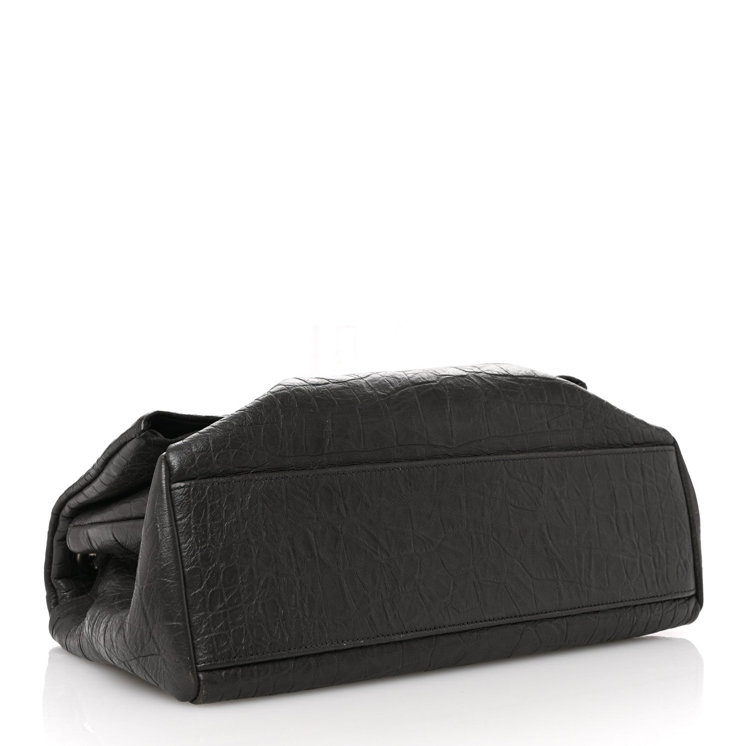 Saint Laurent Calfskin Crocodile Embossed Medium West Hollywood Monogram Fold-Over Grey 4 of 12