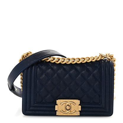 Chanel Caviar Quilted Small Boy Flap Navy 1 of 10