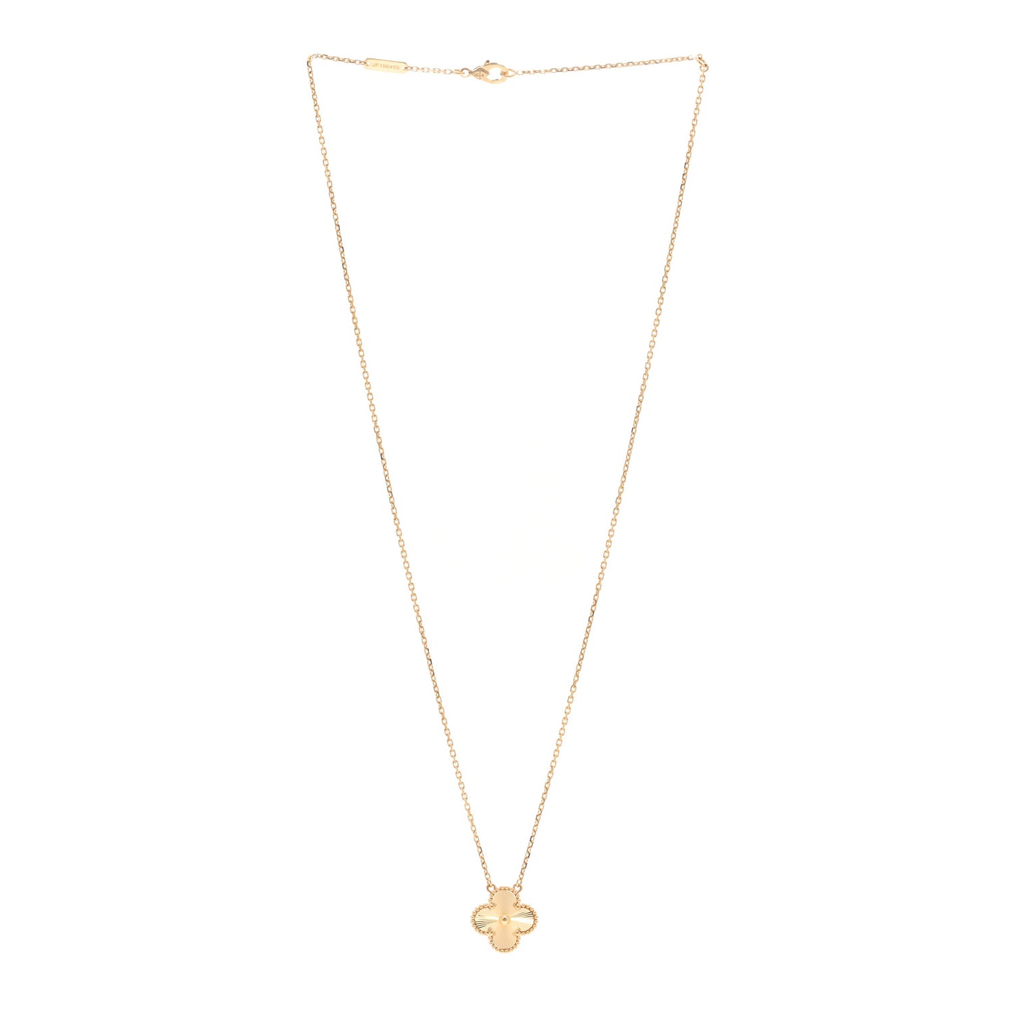18K Yellow Gold Guilloche Vintage Alhambra Pendant Necklace
