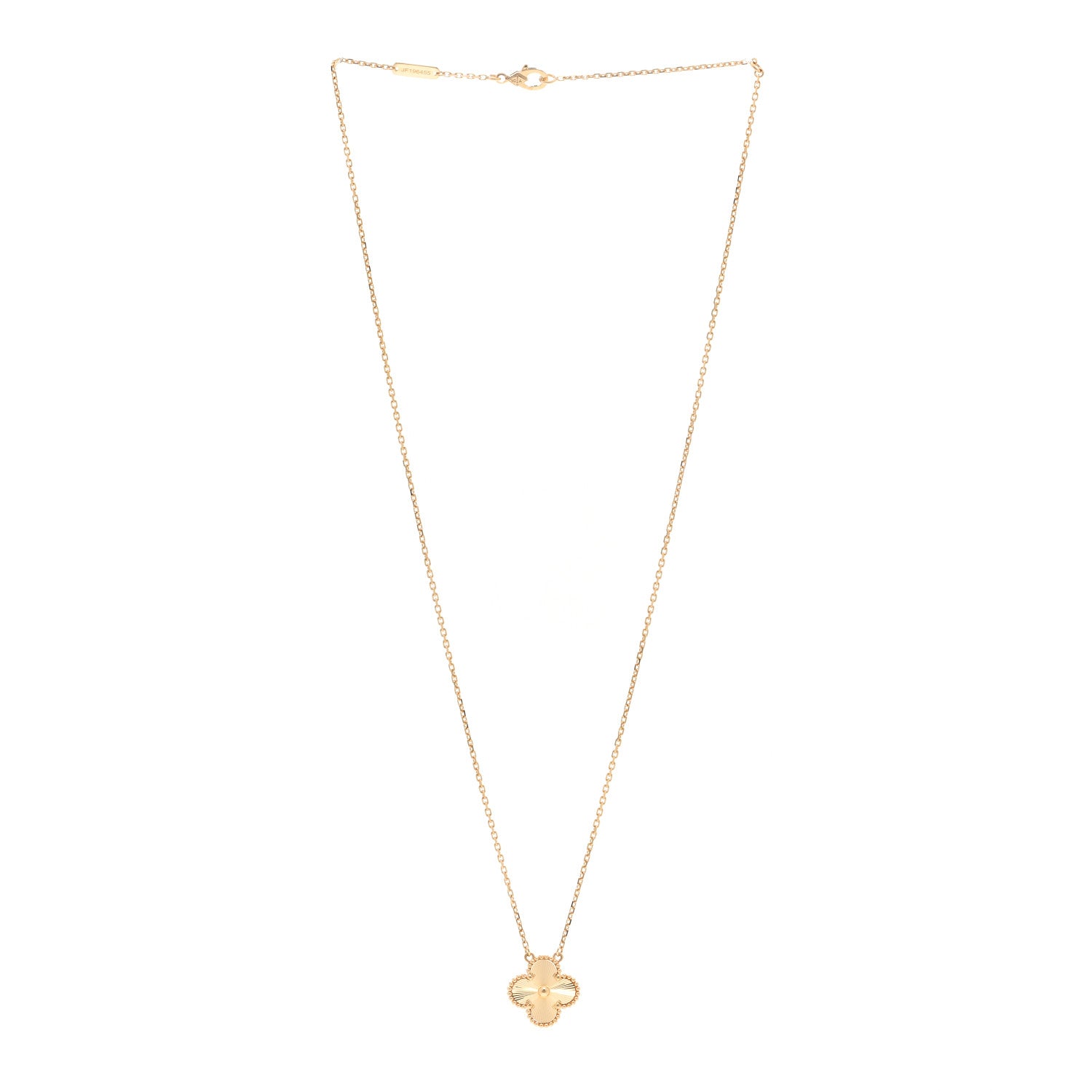 Van Cleef & Arpels 18K Yellow Gold Guilloche Vintage Alhambra Pendant Necklace 3 of 6