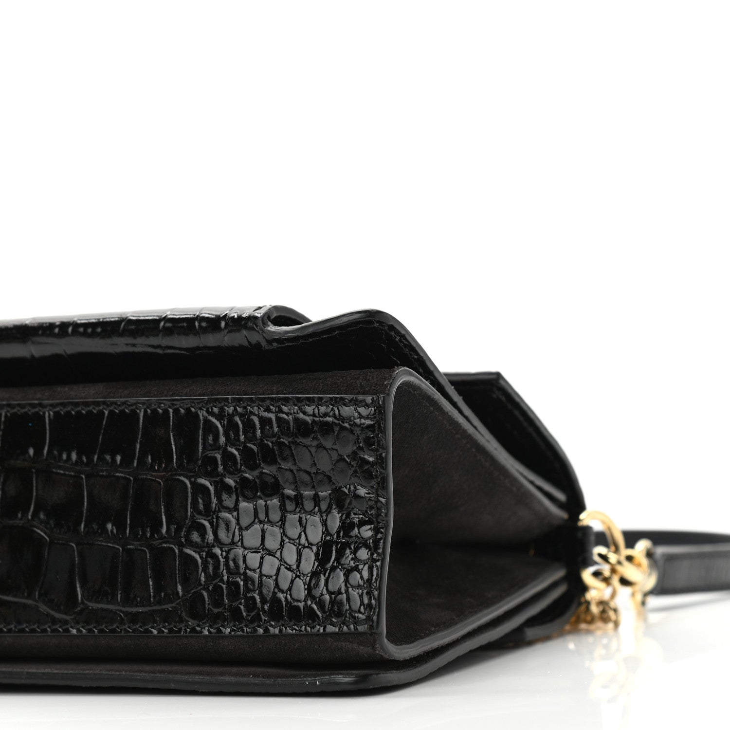 Givenchy Calfskin Crocodile Embossed Suede Small GV3 Shoulder Bag Black 9 of 9