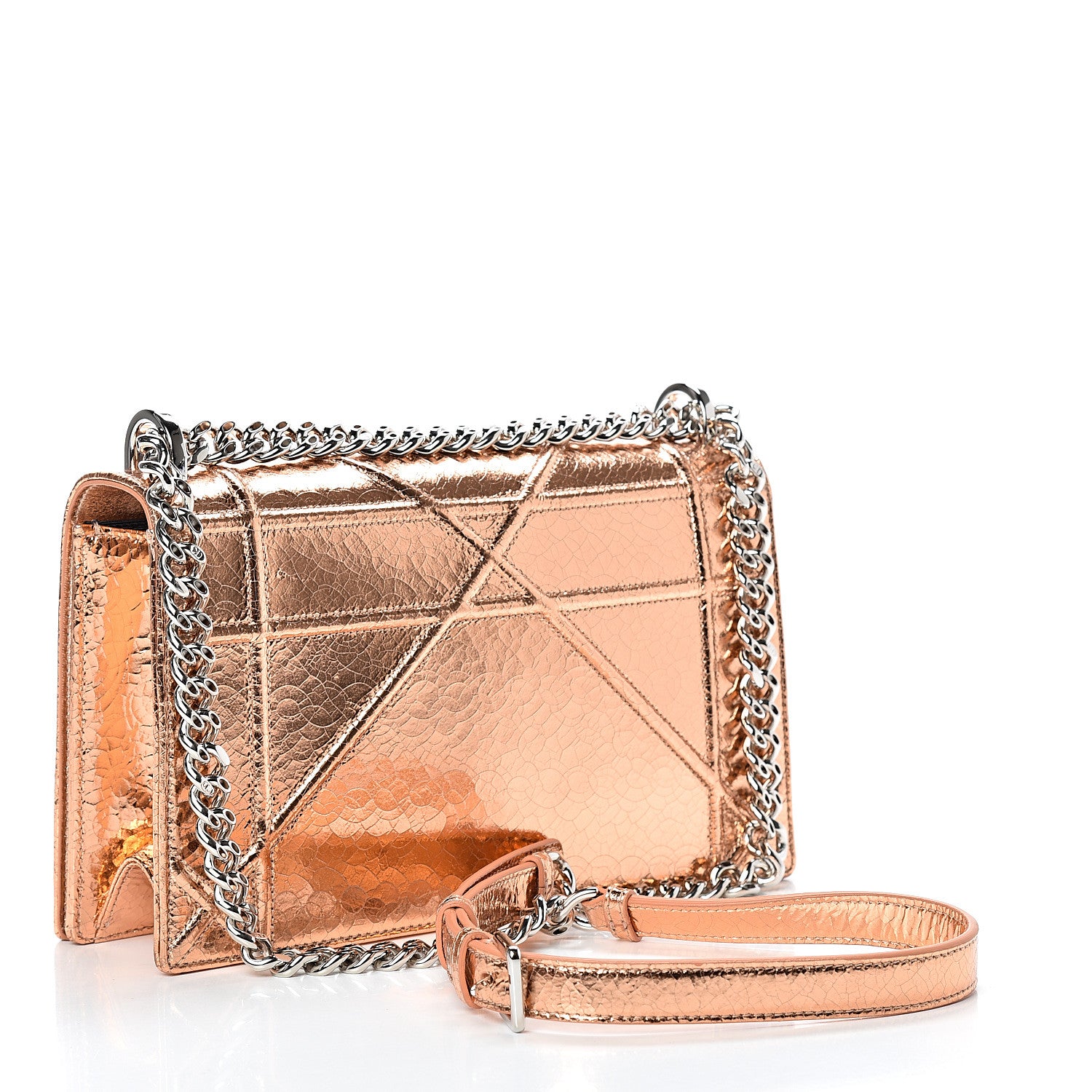 Christian Dior Metallic Ceramic Effect Deerskin Medium Diorama Flap Bag Gold 2 of 14