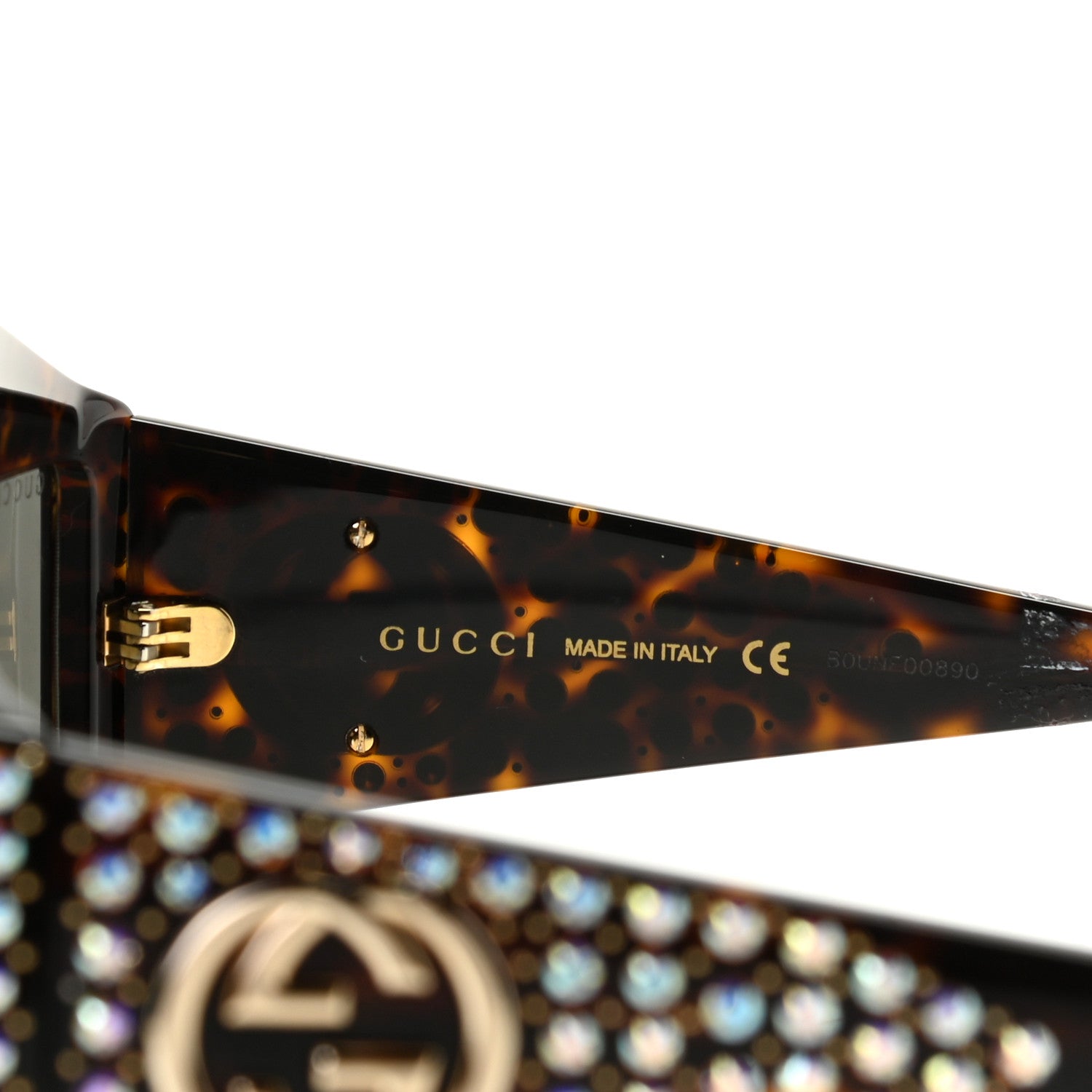 Gucci Crystal Rectangular Frame Sunglasses GG0357S Tortoiseshell 5 of 6