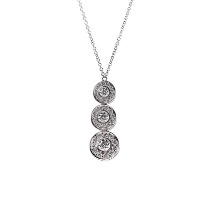 Tiffany Platinum Diamond Triple Circlet Pendant Necklace 4 of 7